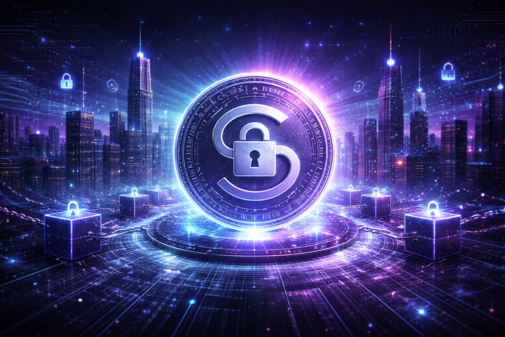 An illustration showing privacy and security in blockchain technology