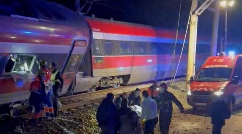 Spain high-speed train crash near Adamuz in Córdoba as emergency crews respond at night