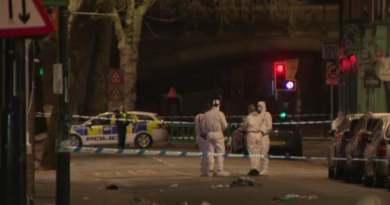 Police forensic officers examine the scene on Friar Gate in Derby after a car struck several pedestrians on 28 March 2026.