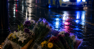 Flowers at a Southampton memorial following the murder of university student Henry Nowak