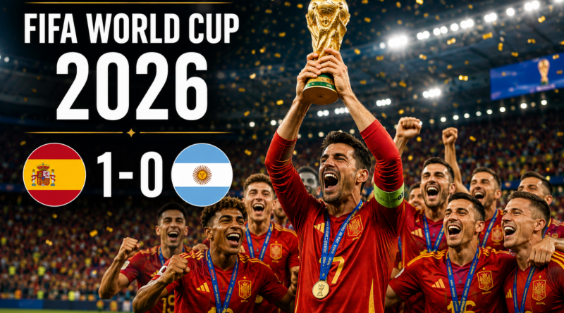 Spain celebrates a 1-0 victory over Argentina in the FIFA World Cup 2026 final