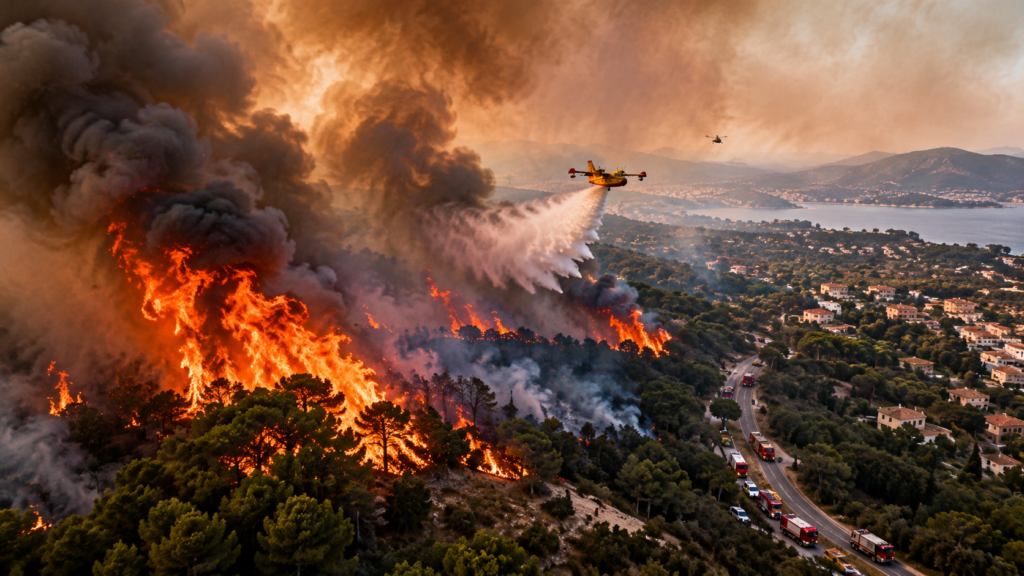 Europe Wildfires 2026 burning across forests in southern Europe as firefighters battle massive blazes.