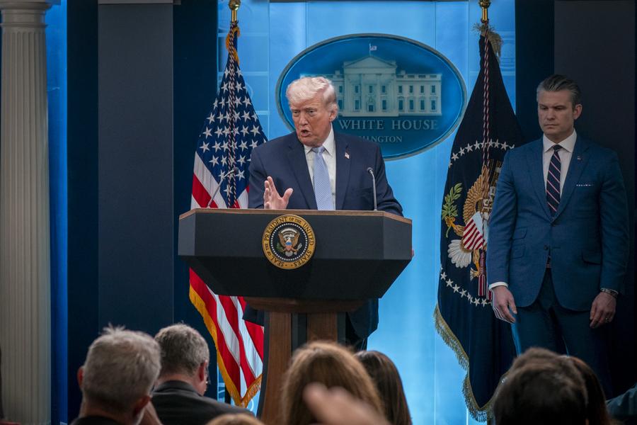 donald trump discusses iran and the strait of hormuz Donald Trump speaking at the White House about Iran and the Strait of Hormuz